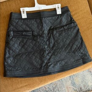 Aqua Black Quilted Faux Leather Mini Skirt